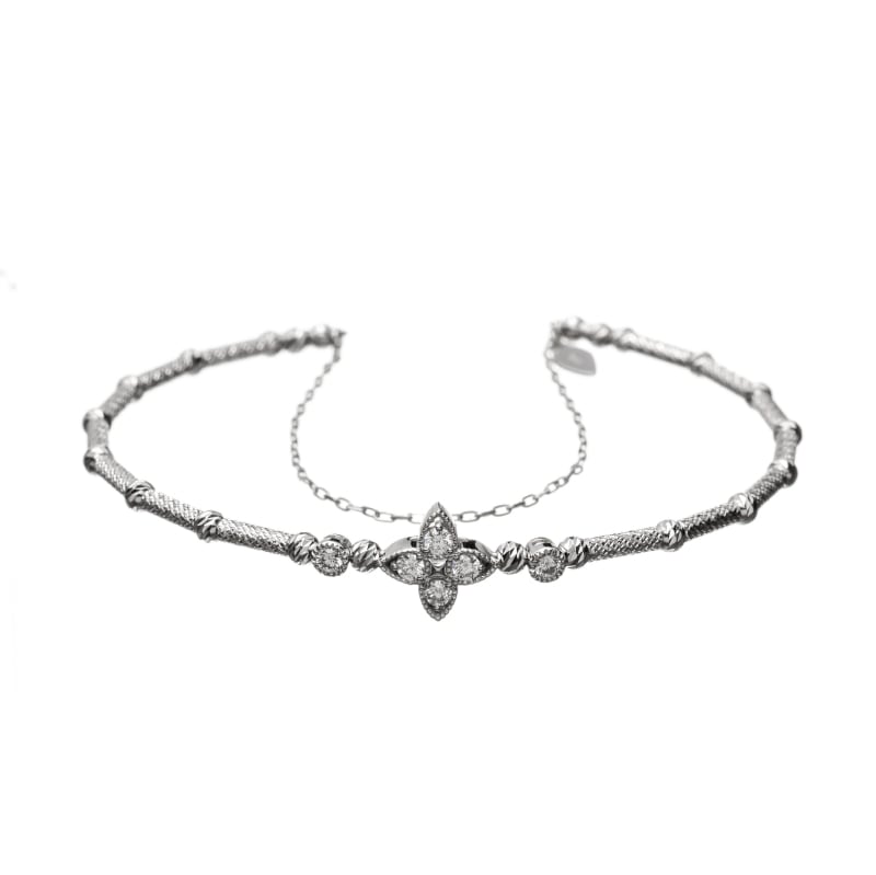 【Gold Jewelry】 Free Jewelry フリージュエリー PT950 プラチナ ダイヤモンド 形状記憶 バングル 4フラワー Free 1182500029