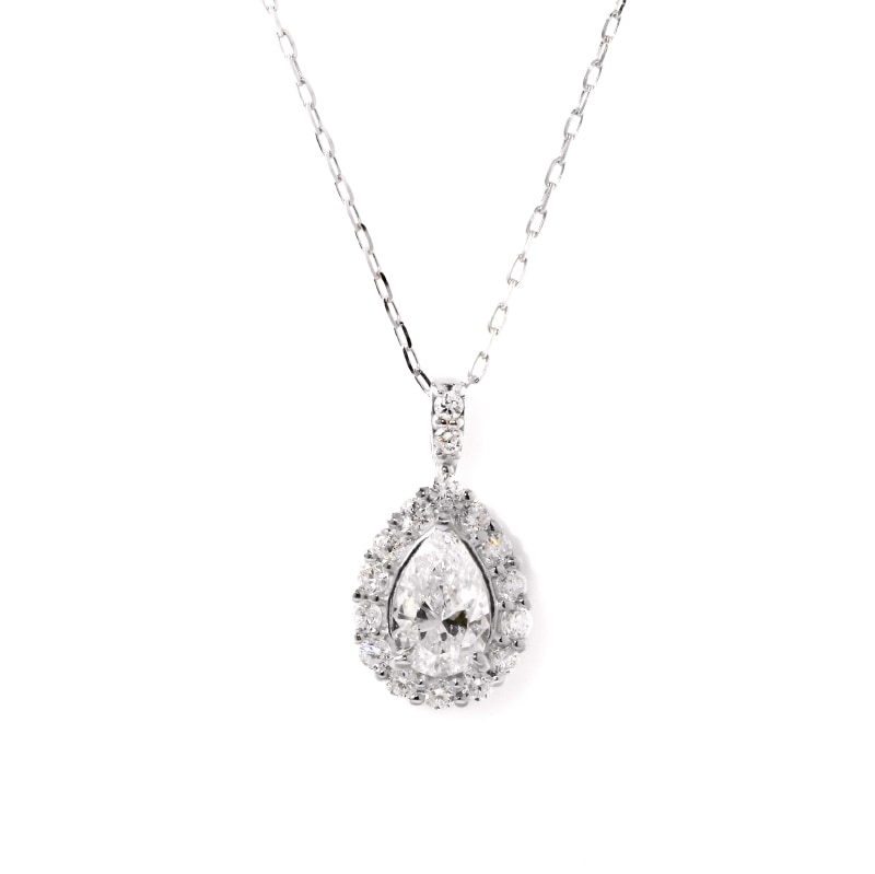 PT900 プラチナ 0.3ct ダイヤモンド ペアシェイプ ネックレス 45cm 1176000047
