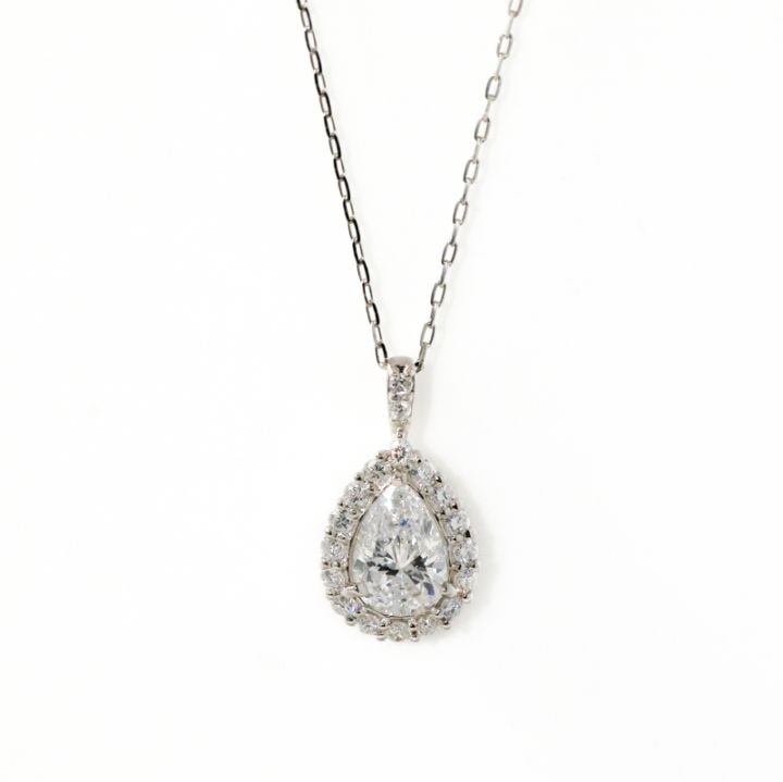 【Lab Grown Diamond】 PT900 プラチナ 0.5ct LGD ラボグロウンダイヤモンド ペアシェイプ ネックレス 45cm 1177900004