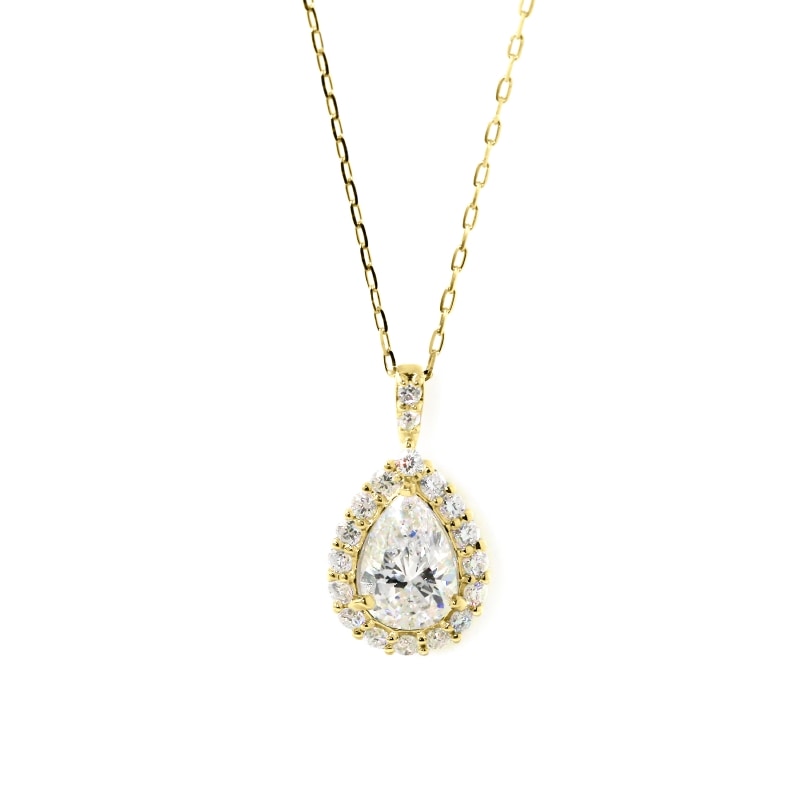 【Lab Grown Diamond】 K18 YG イエローゴールド 0.5ct LGD ラボグロウンダイヤモンド ペアシェイプ ネックレス 45cm 1178000055
