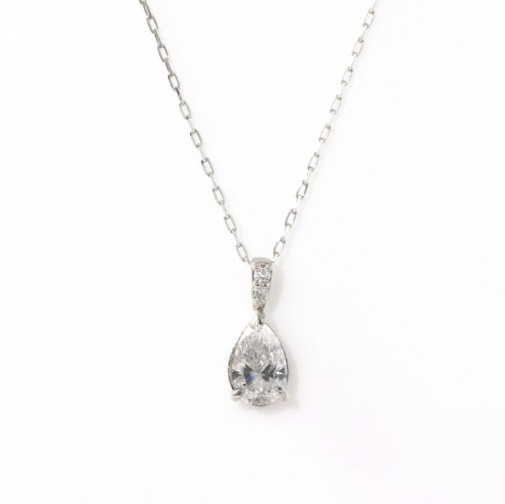【Lab Grown Diamond】 PT900 プラチナ 0.5ct LGD ラボグロウンダイヤモンド ペアシェイプ ネックレス 45cm 1177900005