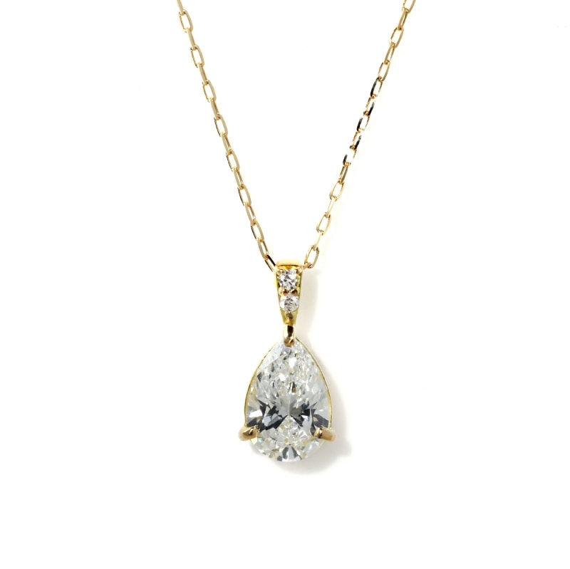 【Lab Grown Diamond】 K18 YG イエローゴールド 0.5ct LGD0.01_45cm ペアシェイプ ネックレス 45cm 1177900006