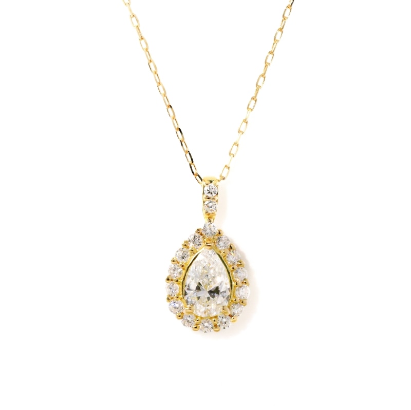 【Lab Grown Diamond】 K18 YG イエローゴールド 0.3ct LGD ラボグロウンダイヤモンド ペアシェイプ ネックレス 45cm 1178000056