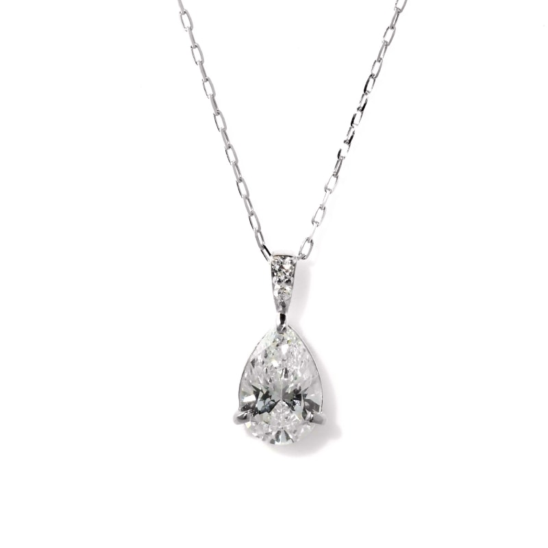 【Lab Grown Diamond】 PT900 プラチナ 0.3ct LGD ラボグロウンダイヤモンド ペアシェイプ ネックレス 45cm 1177900008