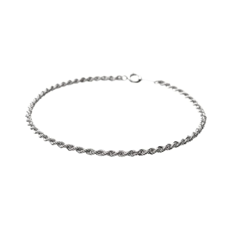 【Gold Jewelry】 デザインチェーン ブレスレット 中空 ホロー ロープチェーン K10 WG ホワイトゴールド 18cm 1182300050