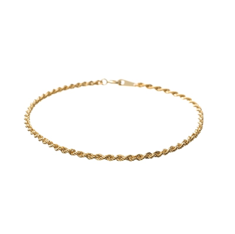 【Gold Jewelry】 デザインチェーン ブレスレット 中空 ホロー ロープチェーン K10 YG イエローゴールド 18cm 1182300051