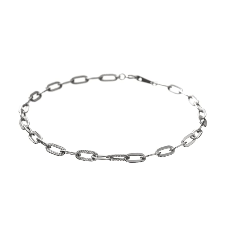 【Gold Jewelry】 デザインチェーン ブレスレット 中空 ホロー クリップチェーン K10 WG ホワイトゴールド 18cm 1182300052