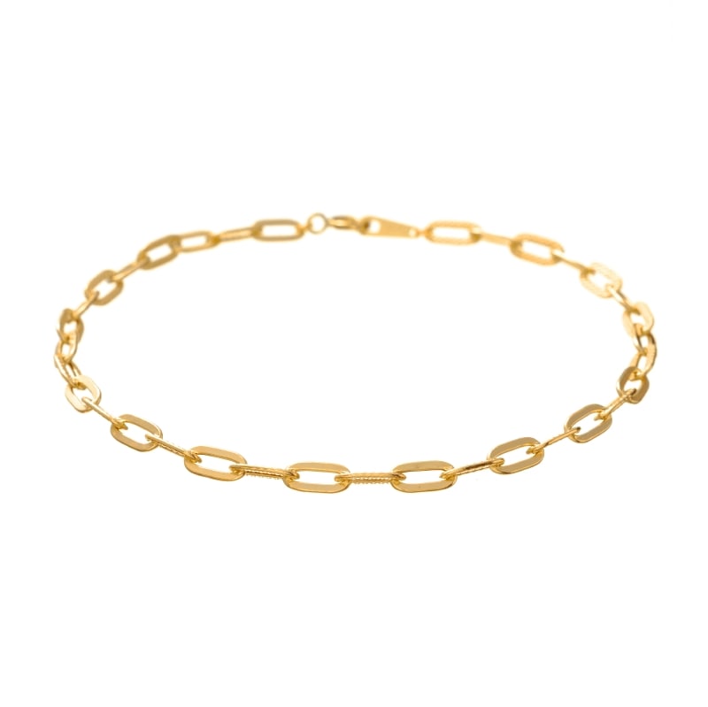 【Gold Jewelry】 デザインチェーン ブレスレット 中空 ホロー クリップチェーン K18 YG イエローゴールド 18cm 1182300053