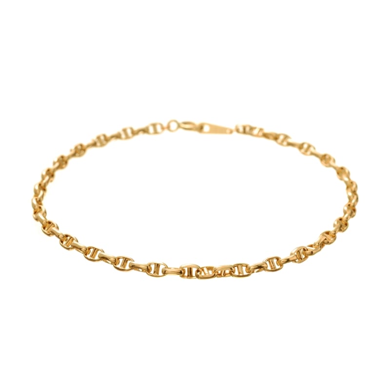 【Gold Jewelry】 デザインチェーン ブレスレット 中空 ホロー スカルチェーン K10 YG イエローゴールド 18cm 1182300055