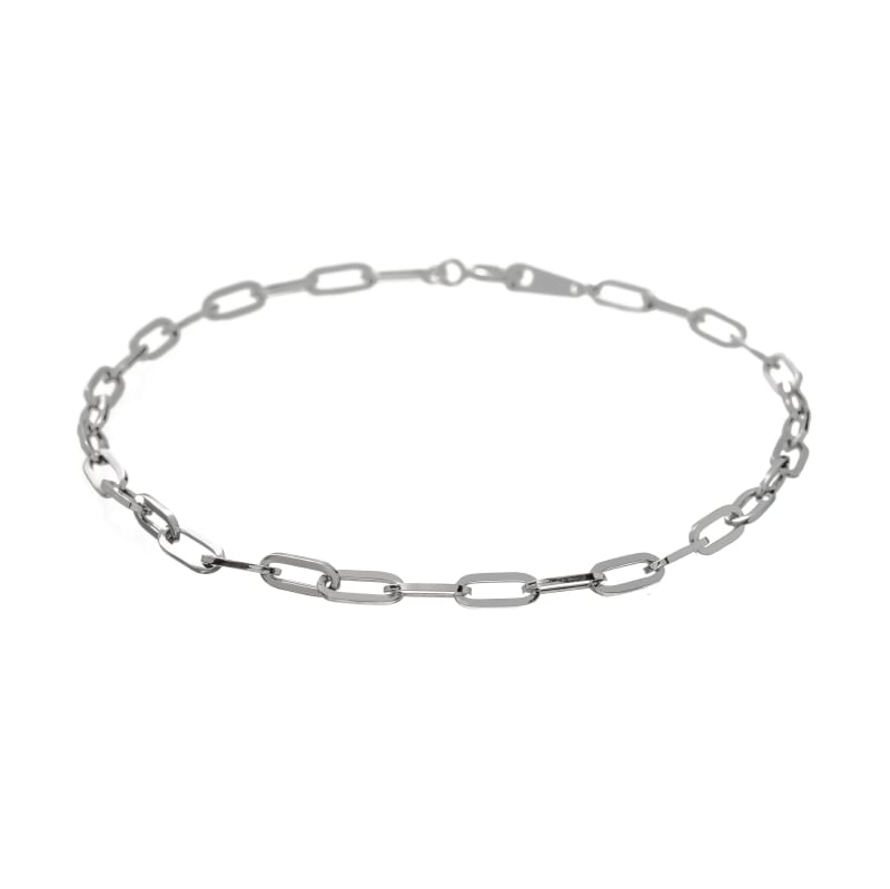【Gold Jewelry】 デザインチェーン ブレスレット 中空 ホロー クリップチェーン K10 WG ホワイトゴールド 18cm 1182300056