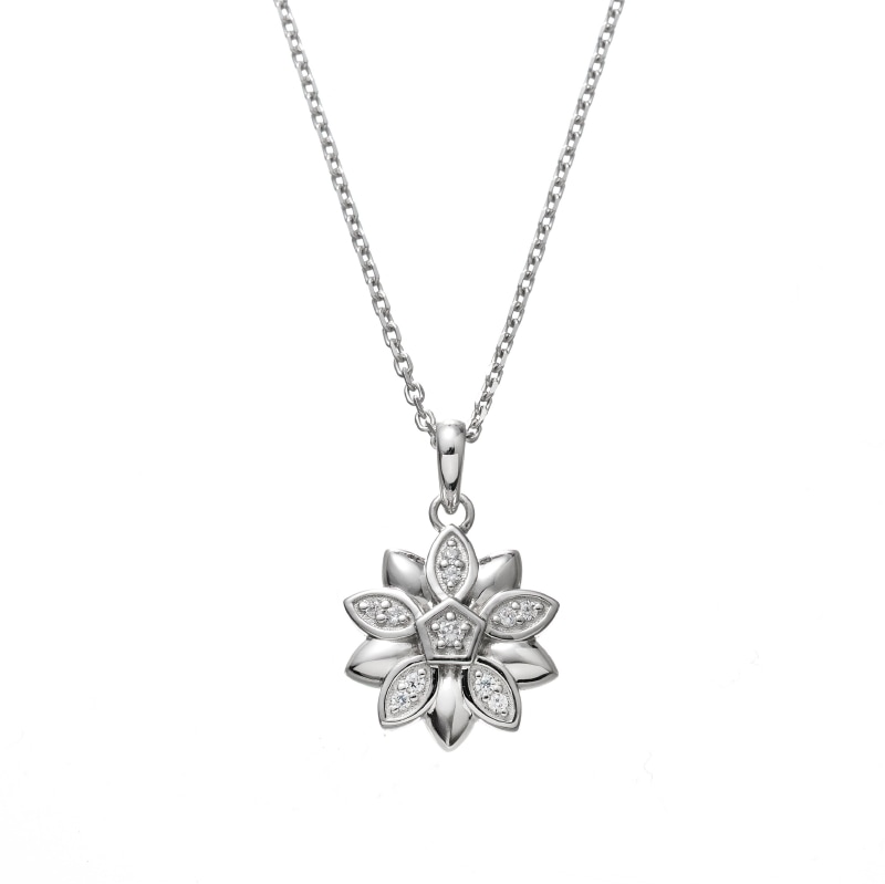 NEW! 9/18～発売 【h&d Jewelry】 Luminous Bloom フラワー ネックレス SWEET SV925 シルバー CZ 46cm 5175600701