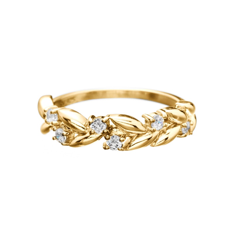 NEW! 9/18～発売 【h&d Jewelry】 Luminous Bloom リーフ リング SWEET SV925 イエローゴールド CZ 5175600707