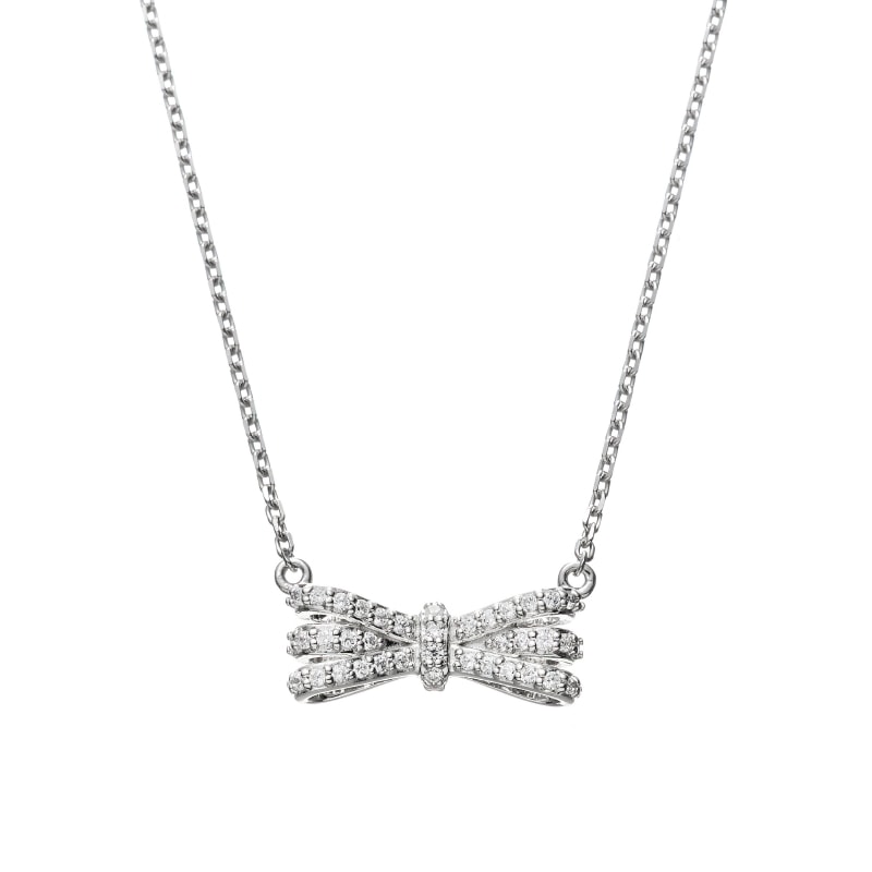 NEW! 9/18～発売 【h&d Jewelry】 Luminous RIBBON リボン ネックレス SWEET SV925 シルバー CZ 43cm 5175600711