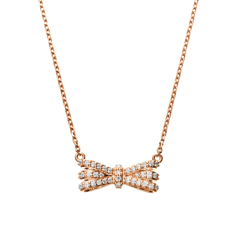 NEW! 9/18～発売 【h&d Jewelry】 Luminous RIBBON リボン ネックレス SWEET SV925 ピンクゴールド CZ 43cm 5175600712