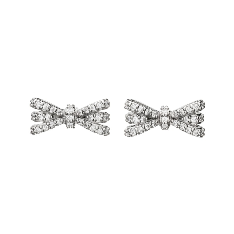 NEW! 9/18～発売 【h&d Jewelry】 Luminous RIBBON リボン ピアス SWEET SV925 シルバー CZ 5175600721