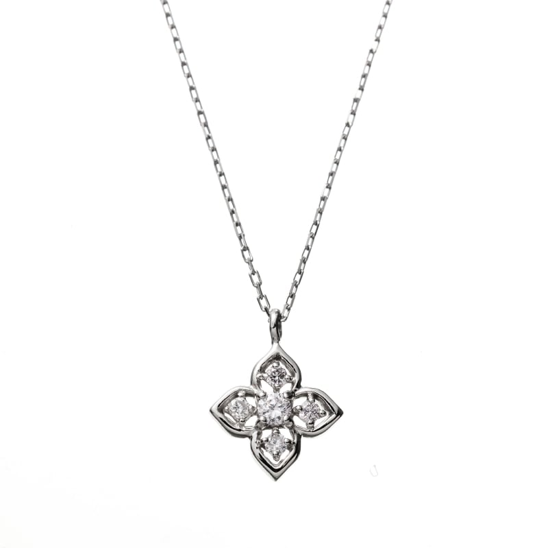 PT プラチナ 0.07ct ピンクダイヤモンド ダイヤモンド フラワー ネックレス 40cm 1176300044