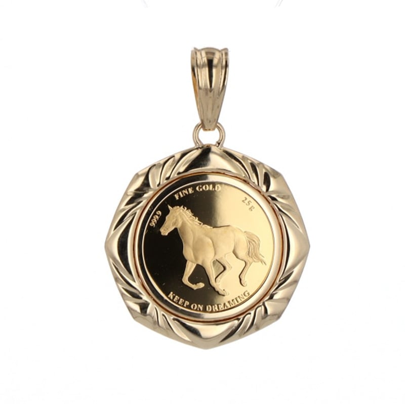 Gold Jewelry】 K24 YG イエローゴールド スターホース メダル