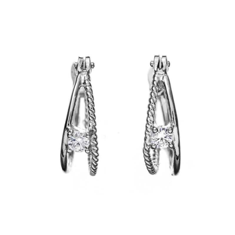 【h&d Jewelry】 フープ ピアス SWEET SV925 シルバー CZ 5164200016