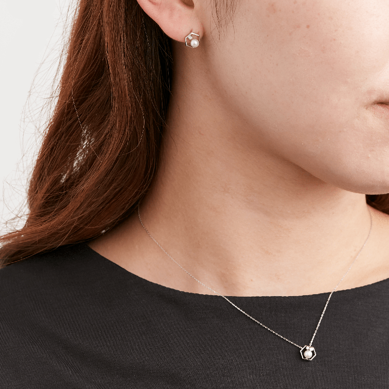 p103c【小粒パール✧】ムーンピアス 5Aダイヤ K14 18 コート