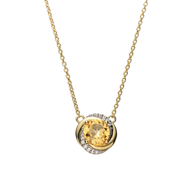 【Classic Accessory】 天然石 ネックレス シトリン Brass ゴールド 43+3cm 1185800054