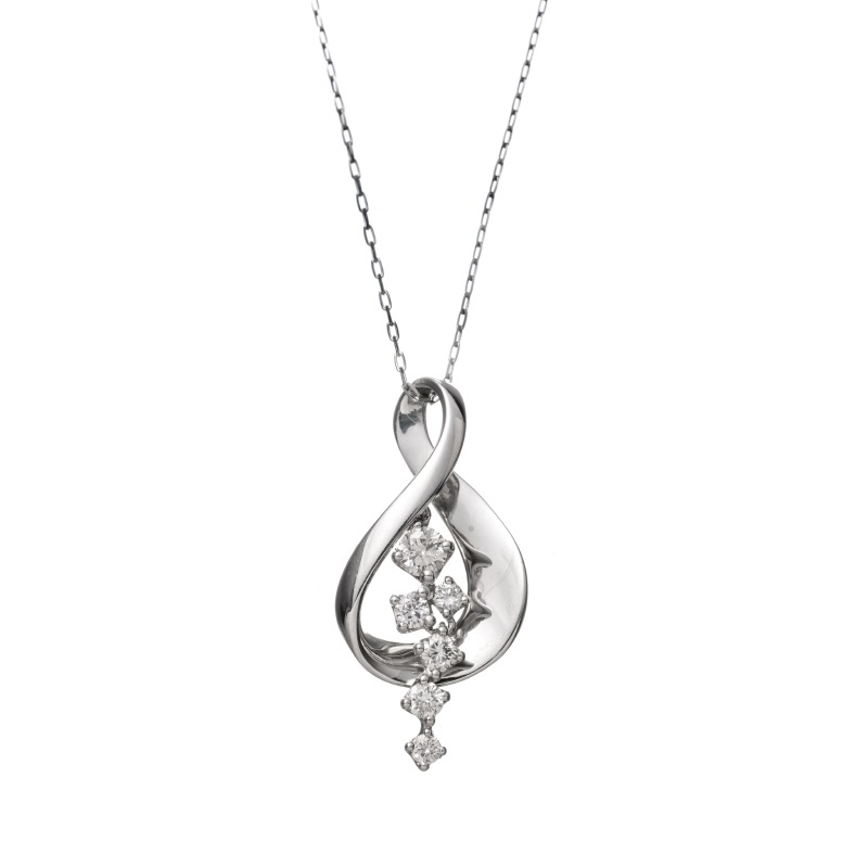PT プラチナ 0.2ct ダイヤモンド フラワー ネックレス 45cm 1176300059