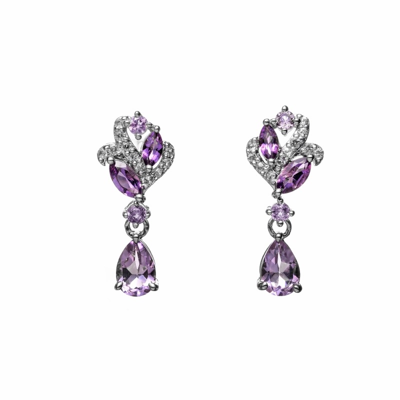 【Classic Accessory】 天然石 ピアス アメジスト Brass シルバー 1185800060