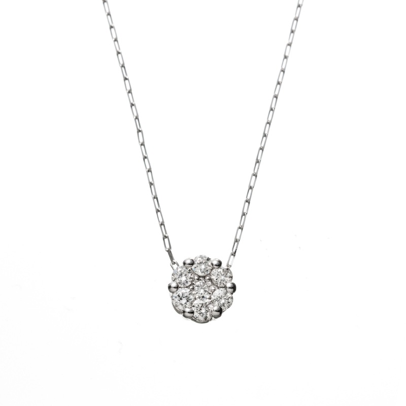 PT プラチナ 0.1ct ダイヤモンド フラワー ネックレス 40cm 1176300078
