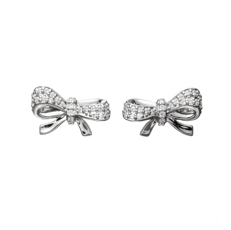 【h&d Jewelry】 Ribbon ピアス SWEET SV925 シルバー CZ 5175600499