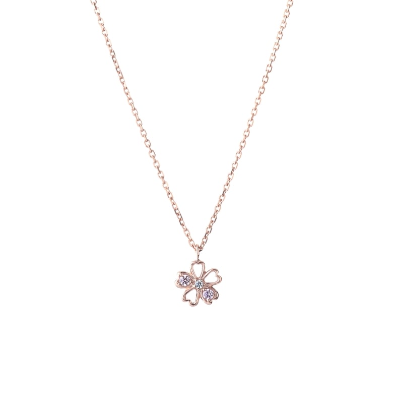 【h&d Jewelry】 SAKURA ネックレス SWEET SV925 ピンクゴールド PKCZ+CZ 46cm 5175600463