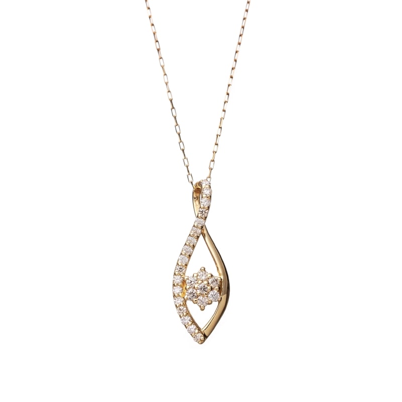 K18 YG イエローゴールド 0.15ct ダイヤモンド ドロップ ネックレス 40cm 1176400044
