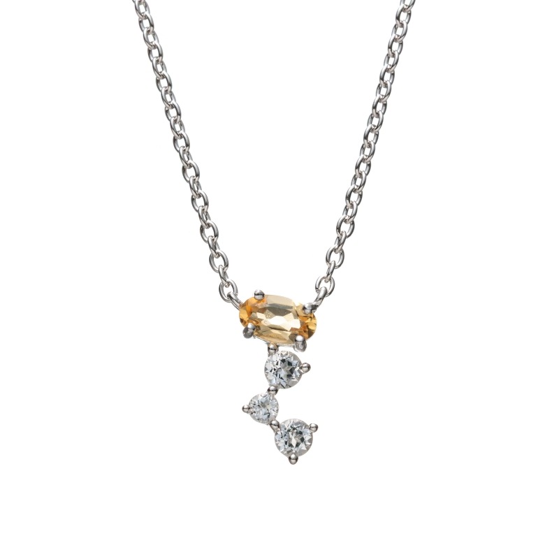 【h&d Jewelry】 ネックレス SWEET SV925 シルバー シトリン 天然石 40.5cm 5175600467