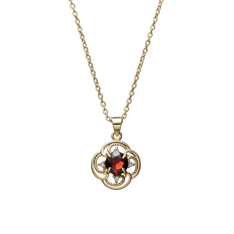 【Classic Accessory】 天然石 ネックレス ガーネット Brass ゴールド 43+3cm 1185800075
