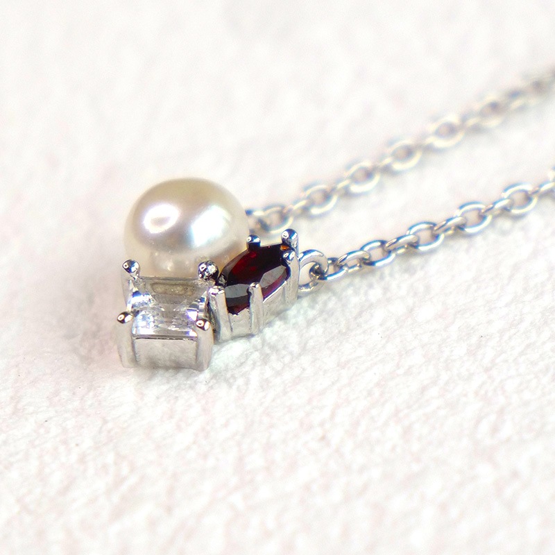 【h&d Jewelry】 ネックレス SWEET SV925 シルバー 天然石 ガーネット 40.5cm 5175600472