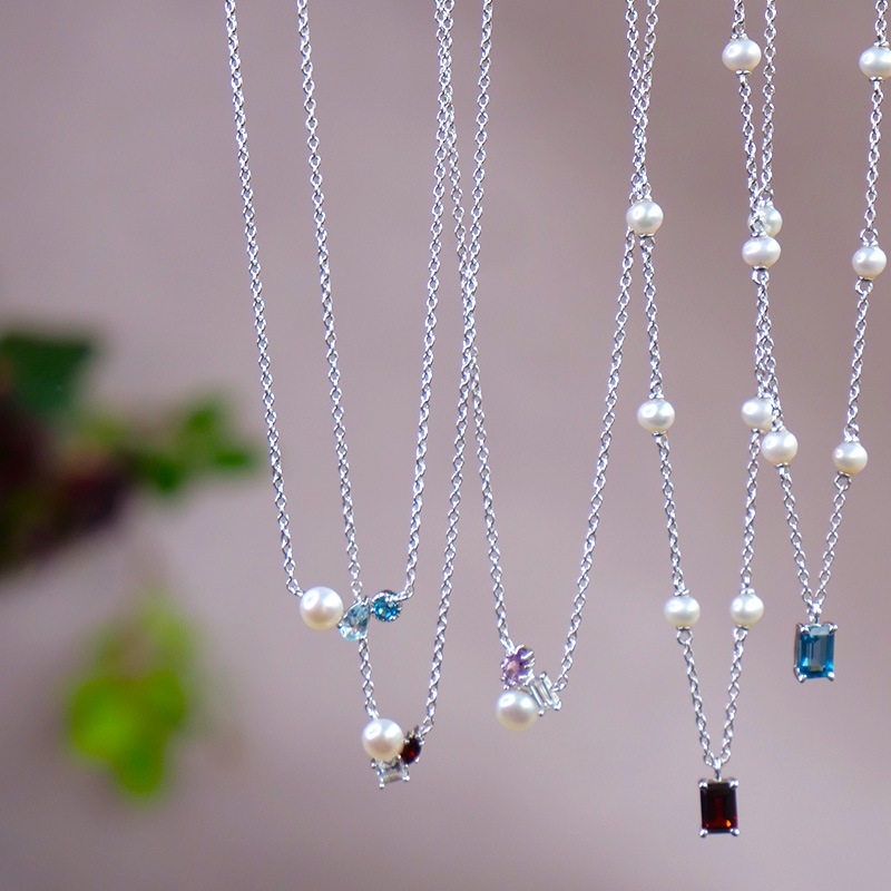 【h&d Jewelry】 ネックレス SWEET SV925 シルバー 天然石 ガーネット 40.5cm 5175600472