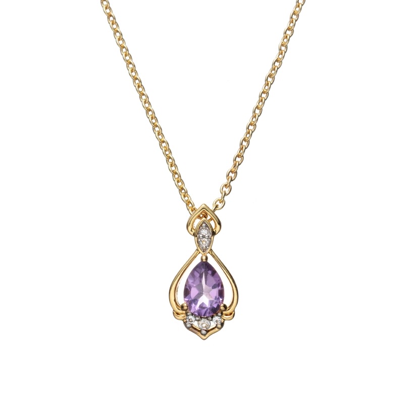 【Classic Accessory】 天然石 ネックレス アメジスト Brass ゴールド 43+3cm 1185800083