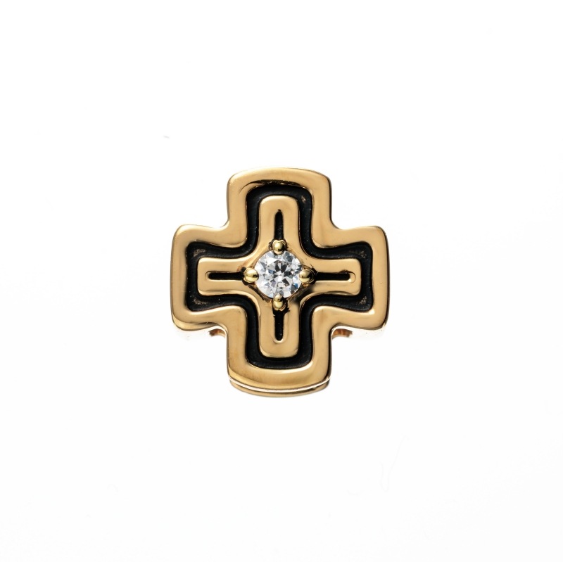 【HD Jewelry】 クロス ペンダントトップ SV925 イエローゴールド CZ 5181700089