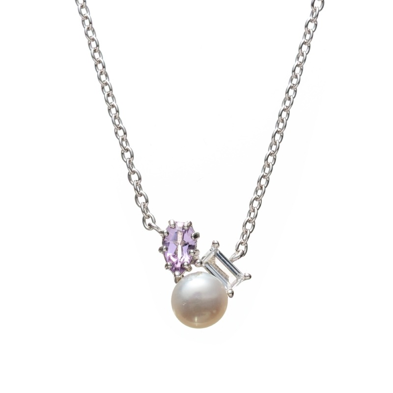 【h&d Jewelry】 ネックレス SWEET SV925 シルバー 天然石 アメジスト 40.5cm 5175600473