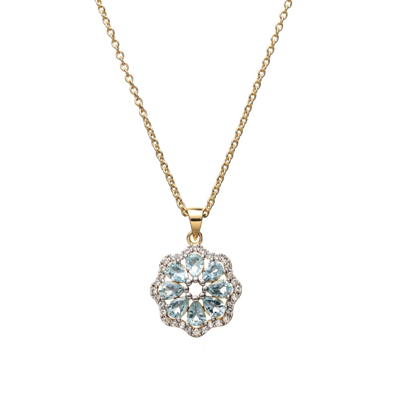【Classic Accessory】 天然石 ネックレス スカイブルートパーズ Brass ゴールド 43+3cm 1185800085