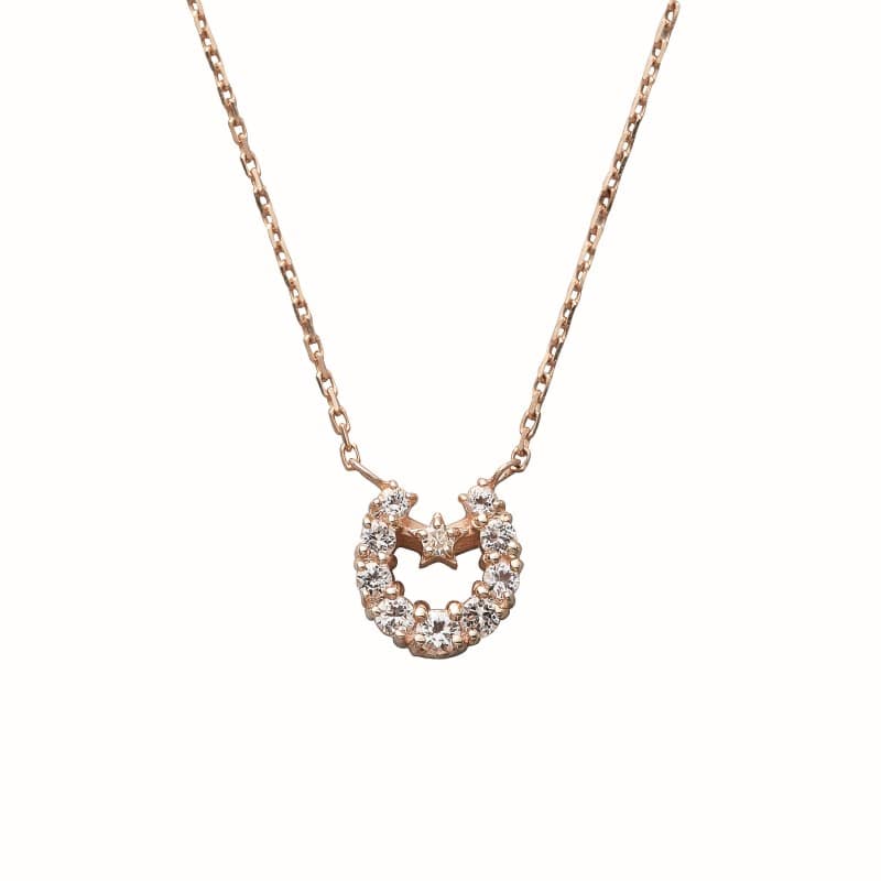 【Royal Gold】 K10 ピンクゴールド ダイヤモンド ホワイトトパーズ ネックレス 1151000360