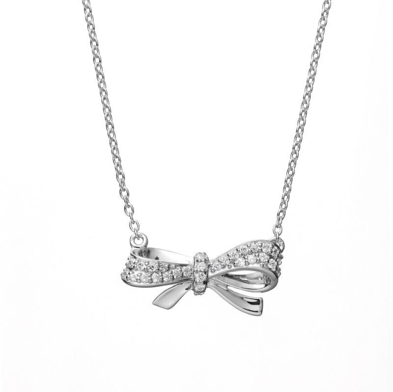 【h&d Jewelry】 Ribbon ネックレス SWEET SV925 シルバー CZ 46cm 5175600514 