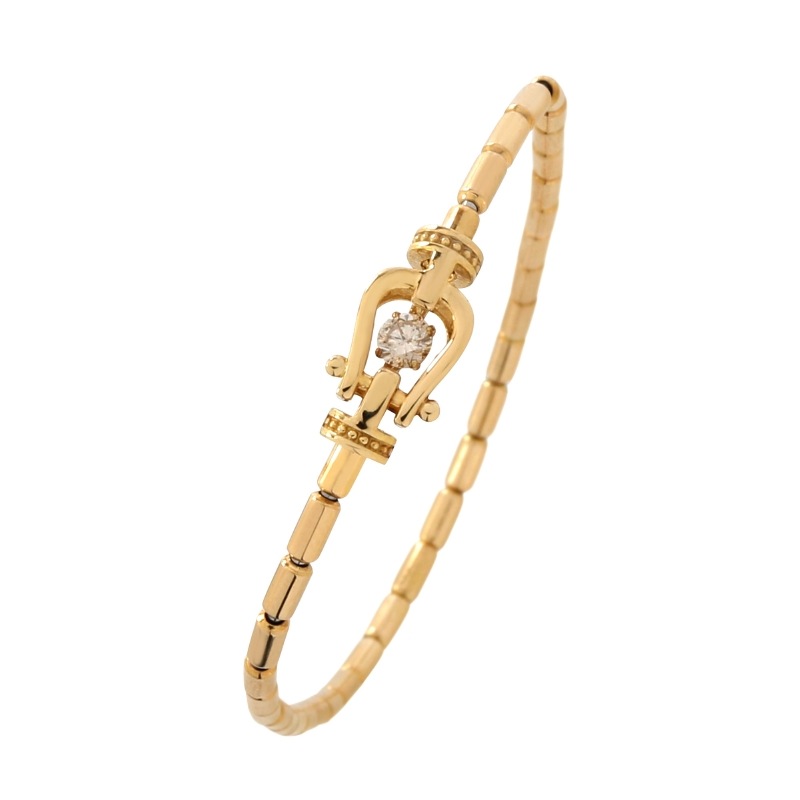 【Gold Jewelry】 Easy Fit イージーフィット K18 YG イエローゴールド 0.05ct ダイヤモンド ブレスレット 15cm～25.5cm 1161702214