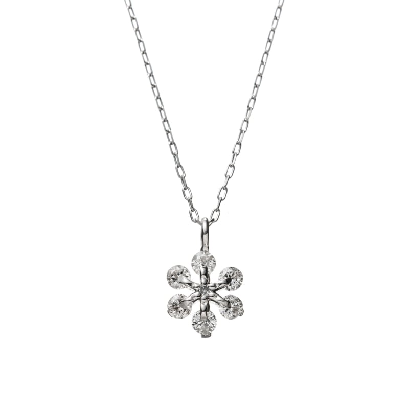 PT プラチナ 0.21ct ダイヤモンド フラワー ネックレス 40cm 1176300041