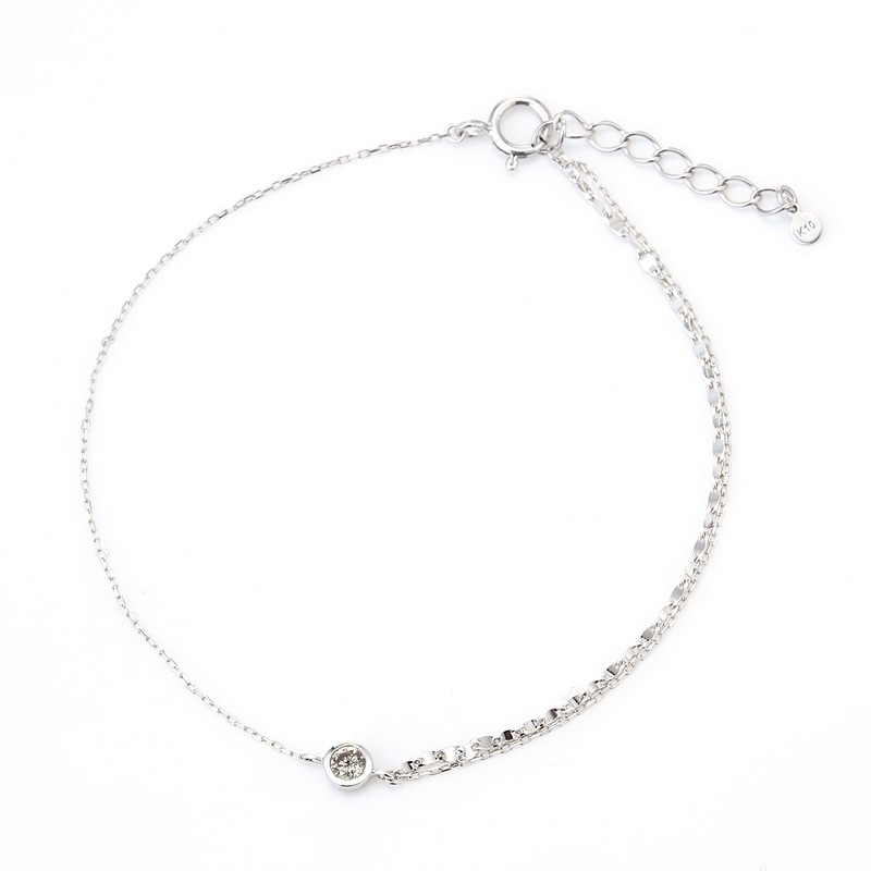 【toujours】 K10 WG ホワイトゴールド ダイヤモンド 0.06ct ブレスレット 16+2cm 1175800046