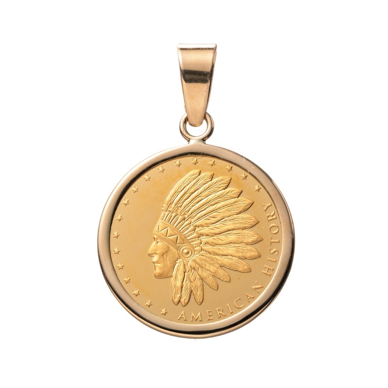 【Gold Jewelry】 K18 K24 YG イエローゴールド インディアン イーグル メダル PAMP SUISSE ペンダントトップ 1/25oz 1168900303