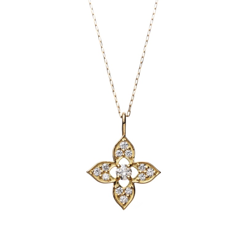 【HEART & CUPID DIAMOND】 K18 YG イエローゴールド ダイヤモンド 0.19ct ネックレス 40cm 1180600068