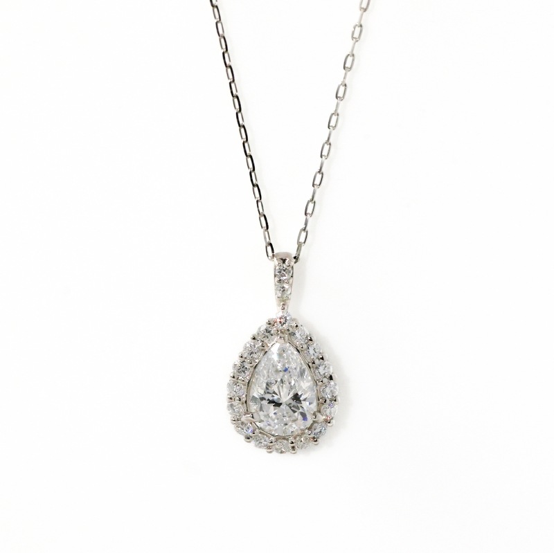 PT900 プラチナ 0.5ct ダイヤモンド ペアシェイプ ネックレス 45cm 1176100009