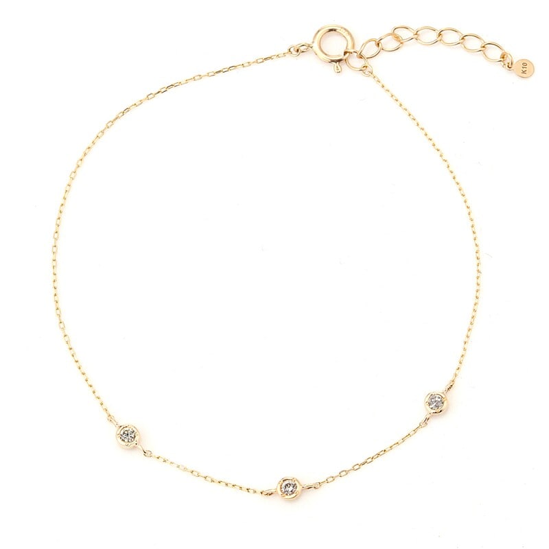 【toujours】 K10 YG イエローゴールド ダイヤモンド 0.06ct ブレスレット 16+2cm 1175800049