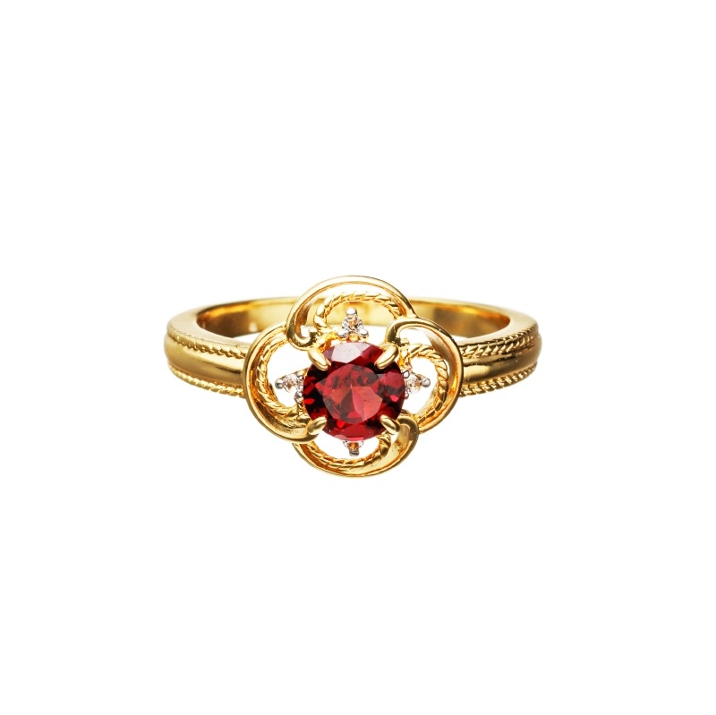 【Classic Accessory】 天然石 リング ガーネット Brass ゴールド 1185800076