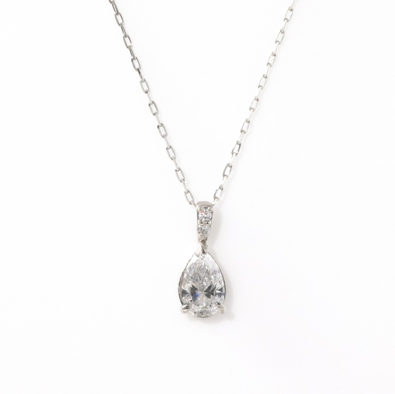 PT900 プラチナ 0.5ct ダイヤモンド ペアシェイプ ネックレス 45cm 1176000046