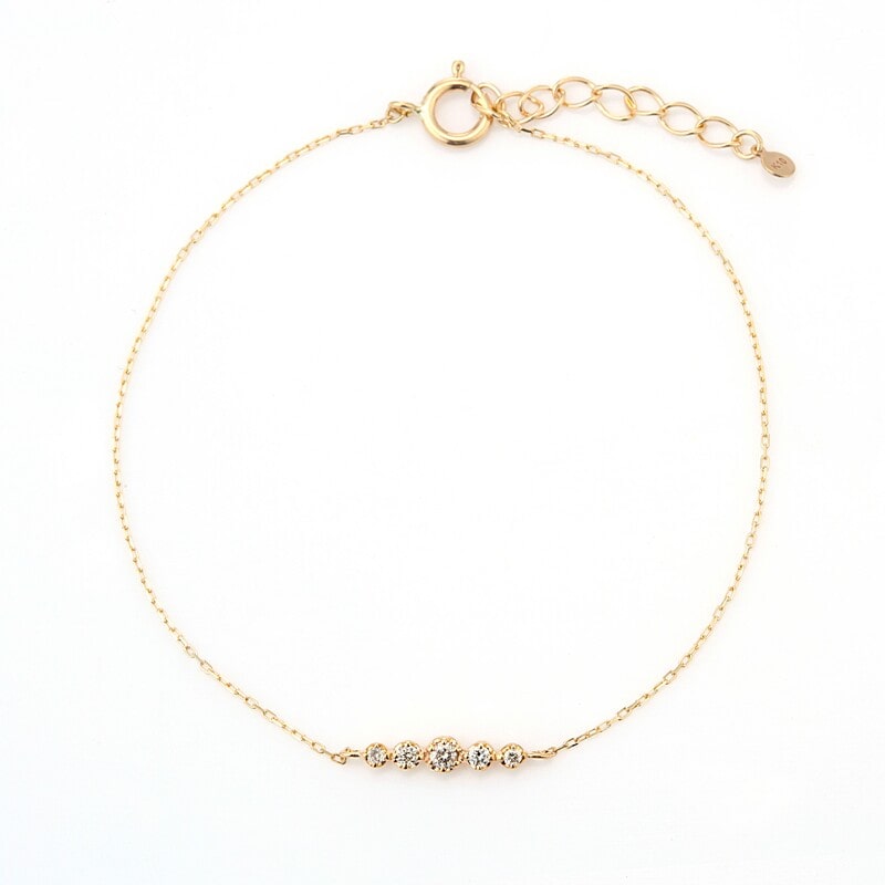 【toujours】 K10 YG イエローゴールド ダイヤモンド 0.06ct ブレスレット 16+2cm 1175800051